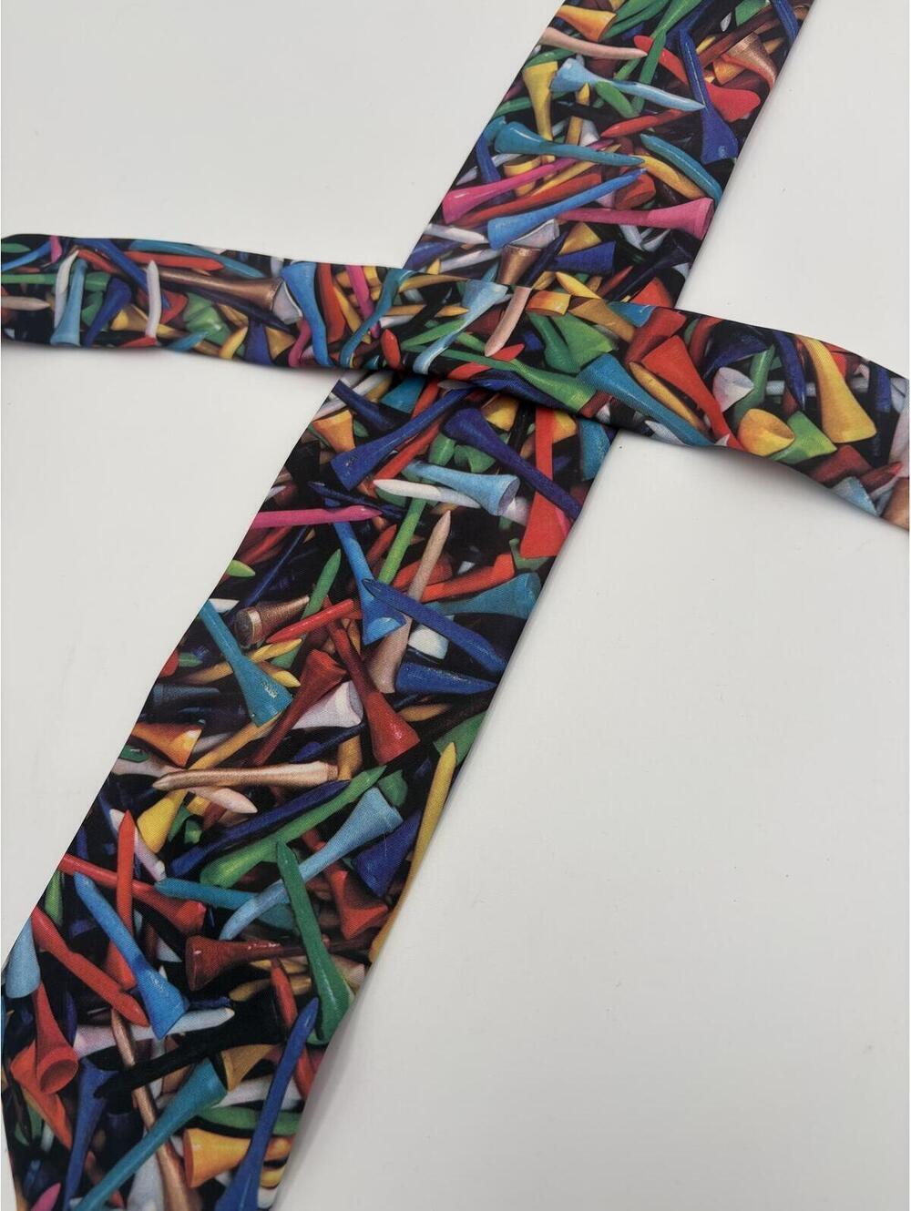 Vintage 1994 Ralph Marlin Colorful Golf Tee Pattern Neck Tie Golf Apparel Tie - Picture 4 of 4
